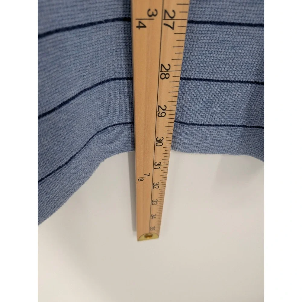 Banana Republic Y2K Henley Men XL‎ Blue Striped Long Sleeve Waffle Knit Thermal
